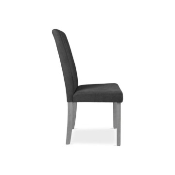 Chaise tapissée Verty, bois et tissu gris - Toscohome