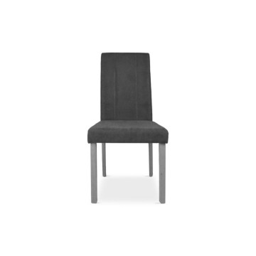Chaise tapissée Verty, bois et tissu gris - Toscohome
