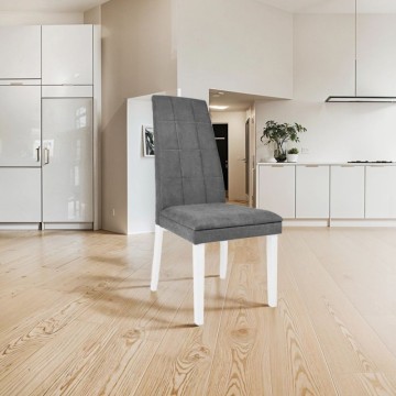 Chaise capitonnée blanche et grise - Tomy | Toscohome
