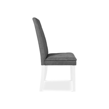 Chaise capitonnée blanche et grise - Tomy | Toscohome