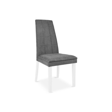Chaise capitonnée blanche et grise - Tomy | Toscohome