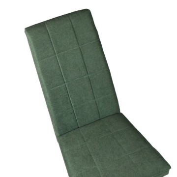 Chaise tapissée en bois de chêne et tissu vert - Tomy