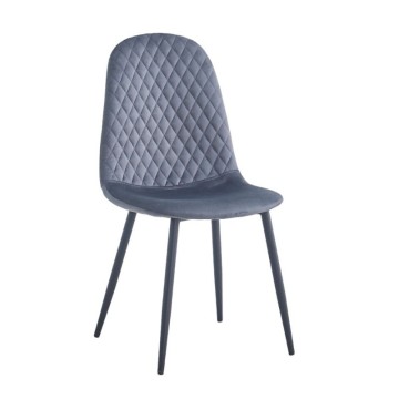 Chaise Bretta avec dossier matelassé en velours gris