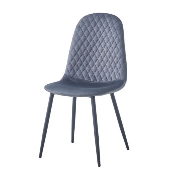 Chaise Bretta avec dossier matelassé en velours gris