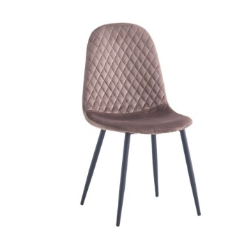 Chaise Bretta avec dossier matelassé en velours taupe