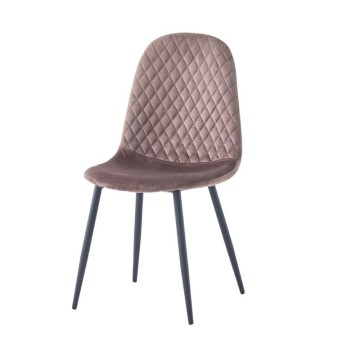 Chaise Bretta avec dossier matelassé en velours taupe