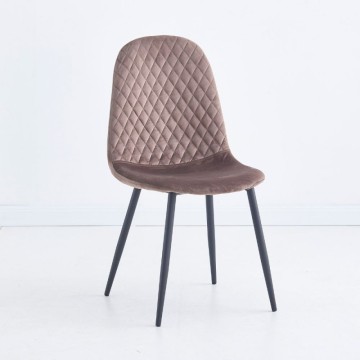 Chaise Bretta avec dossier matelassé en velours taupe