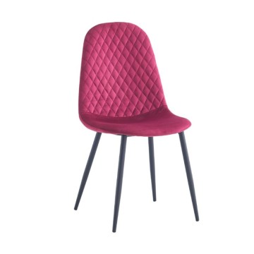 Chaise Bretta avec dossier matelassé en velours rouge