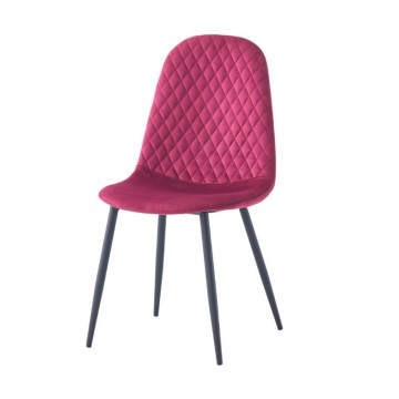 Chaise Bretta avec dossier matelassé en velours rouge