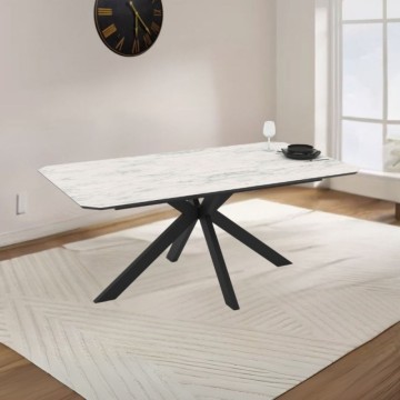 Table rectangulaire fixe en marbre blanc mat 180x100x76H Opéra