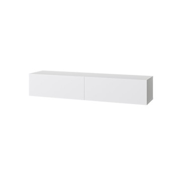 Meuble TV mural blanc Francy avec portes abattantes