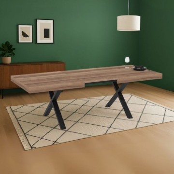 Table à rallonge avec plateau en MDF chêne et pieds noirs 180x100x76H Angleterre