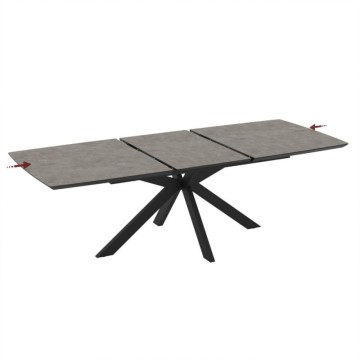 copy of Table à rallonge, plateau effet marbre beige travertin et piétement noir 180/240x100x76H Verano