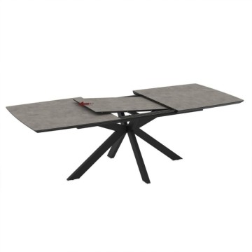 copy of Table à rallonge, plateau effet marbre beige travertin et piétement noir 180/240x100x76H Verano