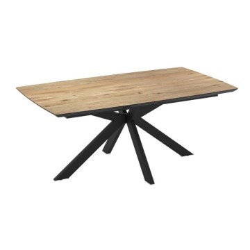 Table à rallonge plan chêne et piétement noir 180/240x100x76H Verano