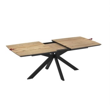 Table à rallonge plan chêne et piétement noir 180/240x100x76H Verano
