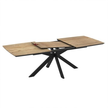 Table à rallonge plan chêne et piétement noir 180/240x100x76H Verano