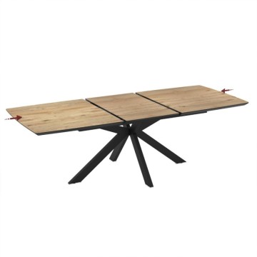 Table à rallonge plan chêne et piétement noir 180/240x100x76H Verano