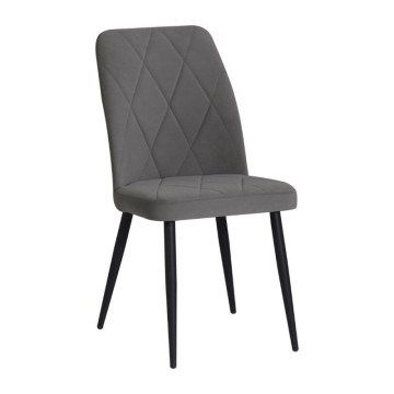 Chaise en tissu gris avec motif géométrique et pieds Vika noirs