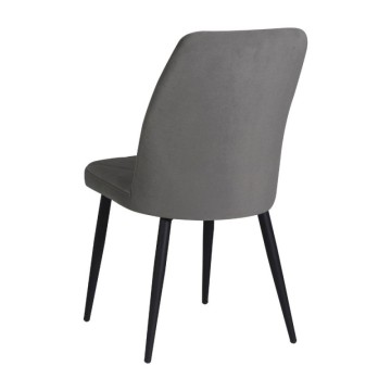 Chaise en tissu gris avec motif géométrique et pieds Vika noirs