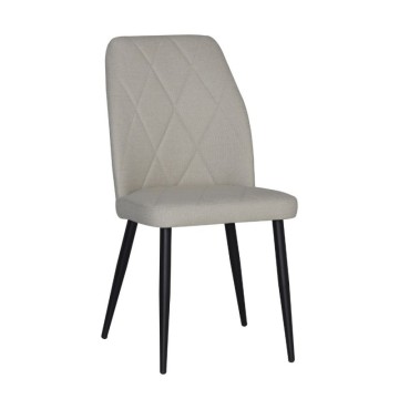 Chaise en tissu gris tourterelle avec motif géométrique et pieds Vika noirs