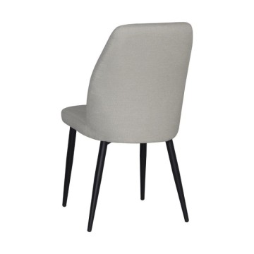 Chaise en tissu gris tourterelle avec motif géométrique et pieds Vika noirs