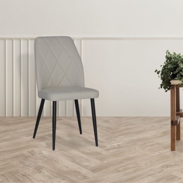 Chaise en tissu gris tourterelle avec motif géométrique et pieds Vika noirs
