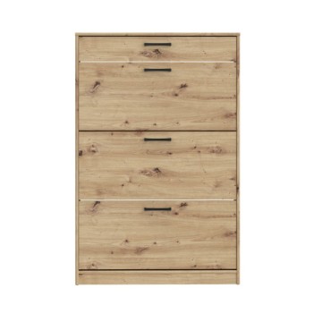 Meuble à chaussures avec 3 compartiments et tiroir en finition chêne 83x20x127 Cecilia