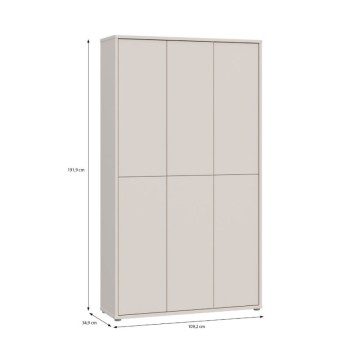 Armoire polyvalente 6 portes 109x35x192 coloris cachemire Medea