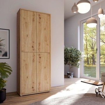 Armoire polyvalente 4 portes 74,5x35x192 chêne couleur Medea