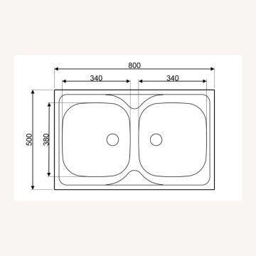 Evier double bac 80x50 cm satiné - Samet N214