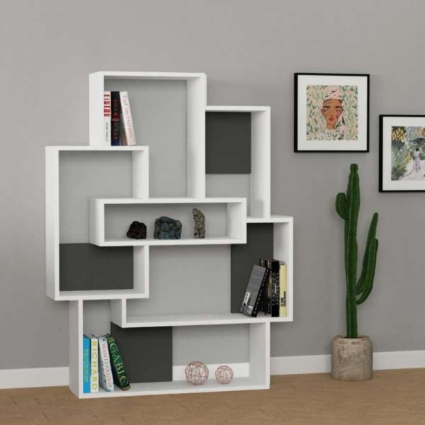 Bibliothèque Barce blanc anthracite 101x22x132h Bibliothèque Barce blanc anthracite 101x22x132h