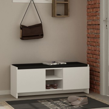 Zulla meuble à chaussures blanc avec portes et coussin