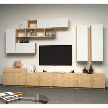Domino mur de rangement 280 cm chêne blanc