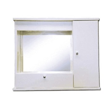 Miroir de salle de bains avec porte et abattant finition frêne blanc