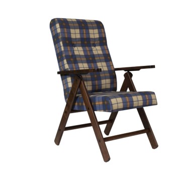 Fauteuil réglable Roma tissu à carreaux bleu