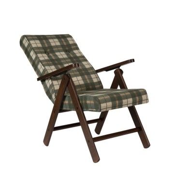 Fauteuil réglable Roma tissu à carreaux vert