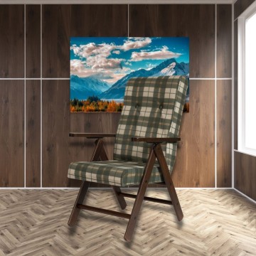 Fauteuil réglable Roma tissu à carreaux vert