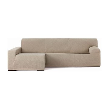 Troya housse de canapé élastique péninsule gauche beige accoudoir long 250/310