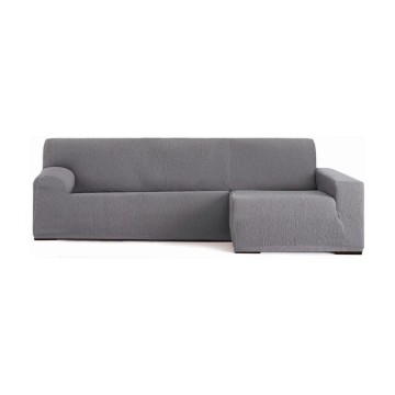 Troya housse de canapé élastique péninsule droite accoudoir gris long 250/310