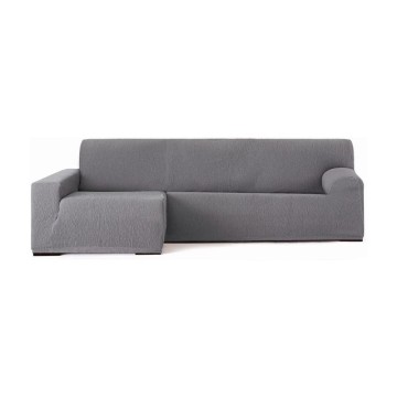 Troya housse de canapé élastique gauche gris péninsule accoudoir long 250/310