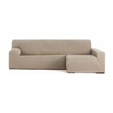 Troya housse de canapé élastique péninsule droite beige accoudoir long 250/310