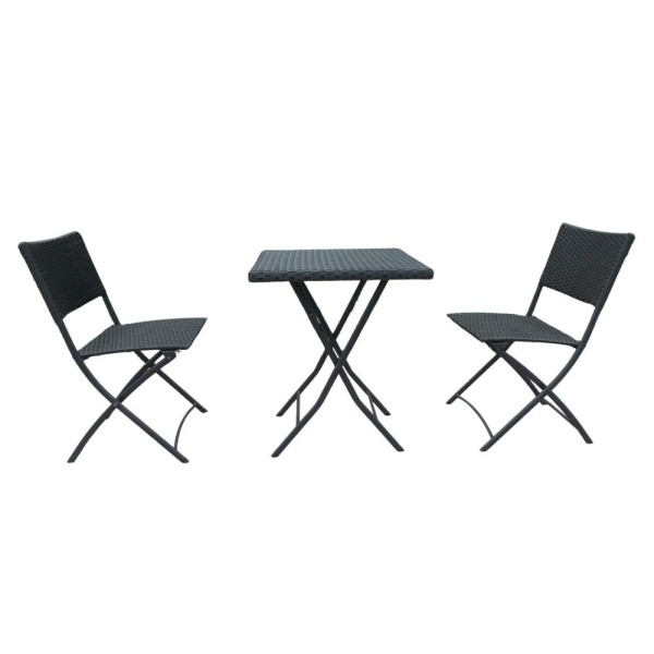 Set WRB015 Table et chaises pliantes en rotin noir Set WRB015 Table et chaises pliantes en rotin noir