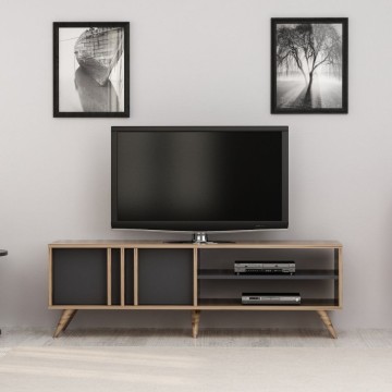 Meuble TV Rilla 150 en noyer anthracite