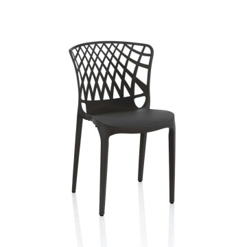 Chaise Logan en polypropylène noir avec dossier enveloppant perforé