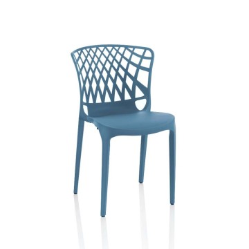 Chaise Logan en polypropylène dossier perforé bleu pétrole