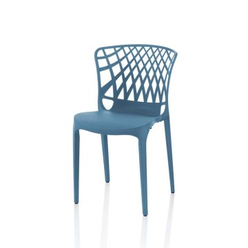 Chaise Logan en polypropylène dossier perforé bleu pétrole
