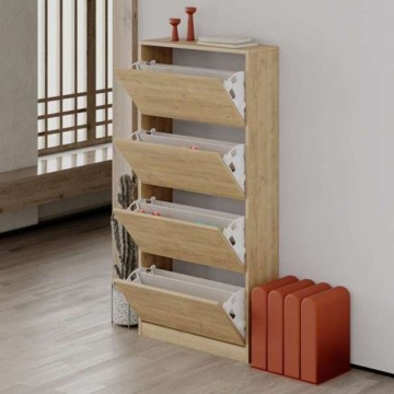 Meuble à chaussures SHC540OAK quatre portes battantes chêne