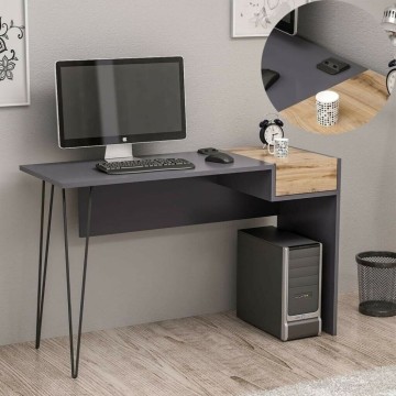 Bureau Candy en noyer anthracite ports usb 121x45