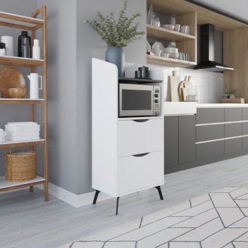Armoire polyvalente Gorki avec tiroirs blancs et étagère rétro grise